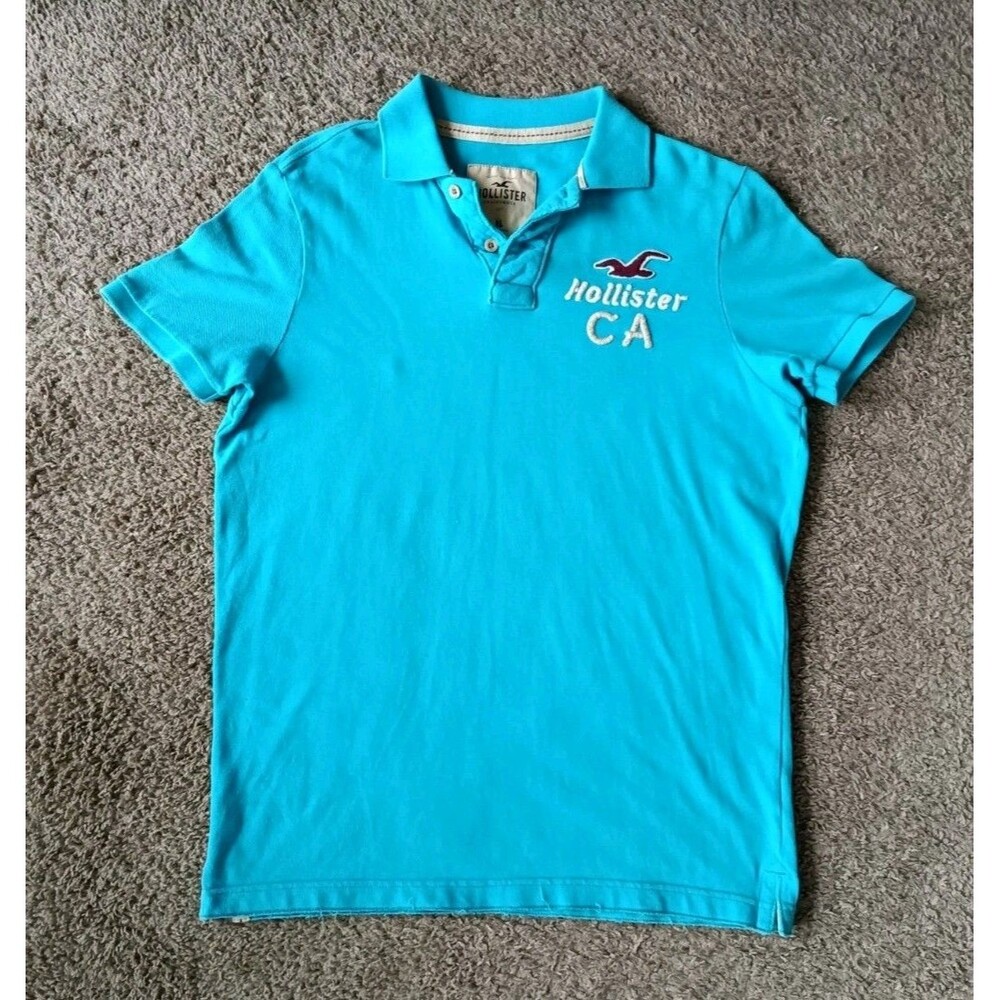 Hollister Polo Short Men's XL Embroidered Blue Short Sleeve